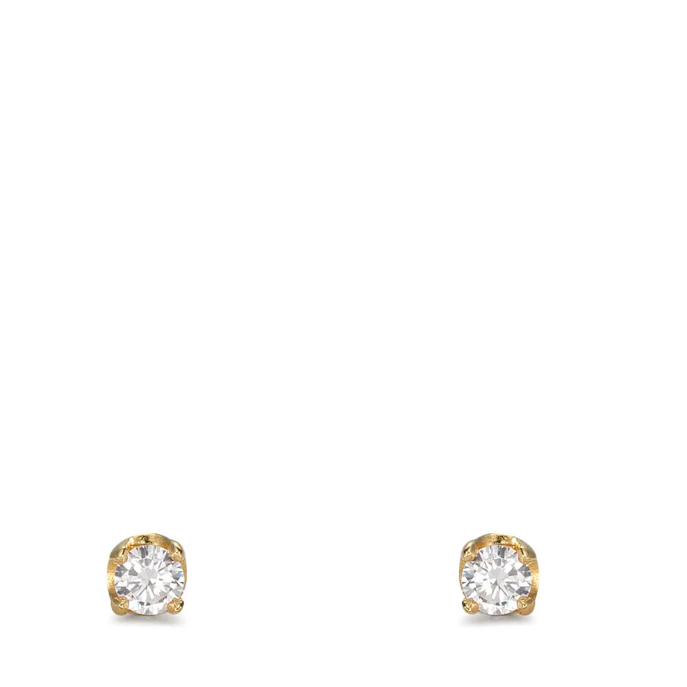 Orecchini a bottone Argento Zirconia 2 pietra giallo dorato Ø3 mm - Image 3