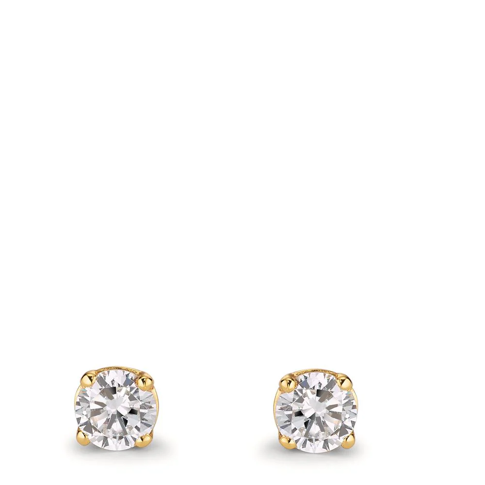 Orecchini a bottone Argento Zirconia 2 pietra giallo dorato Ø5 mm - Image 2