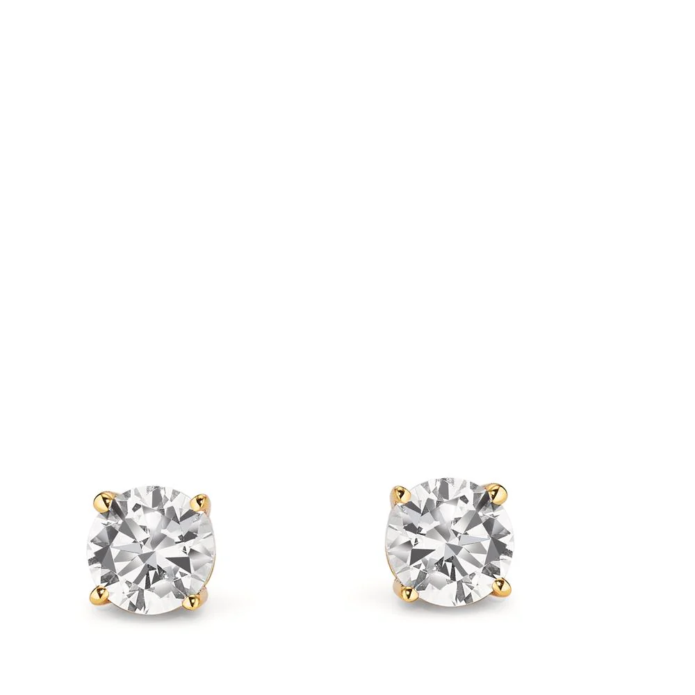 Orecchini a bottone Argento Zirconia 2 pietra giallo dorato Ø6 mm - Image 2