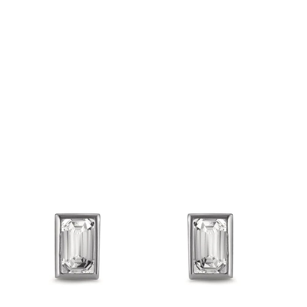 Orecchini a bottone Argento Zirconia 2 pietra rodiato - Image 2