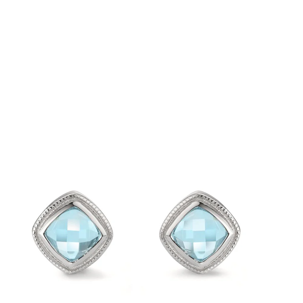 Orecchini a bottone Argento Zirconia 2 pietra rodiato Ø8 mm - Image 2