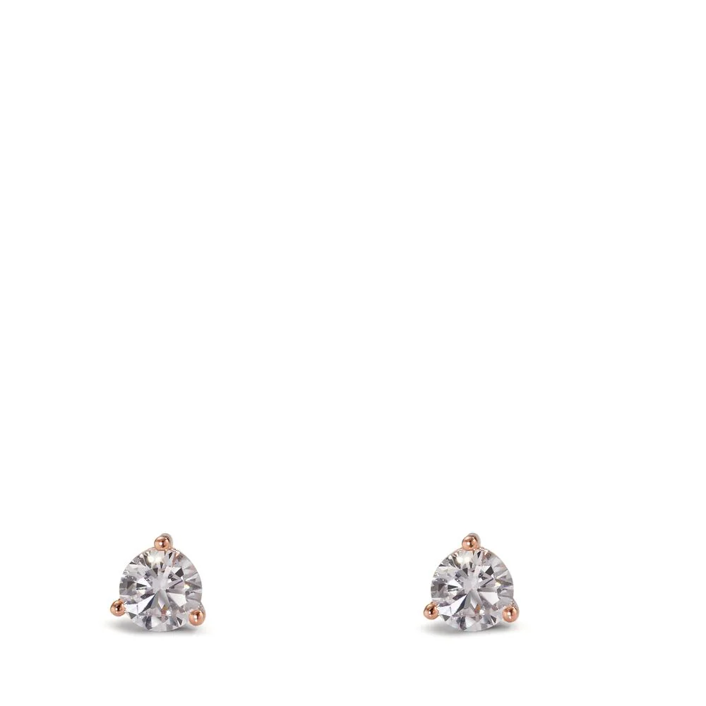 Orecchini a bottone Argento Zirconia 2 pietra rosa dorato Ø4.5 mm - Image 2