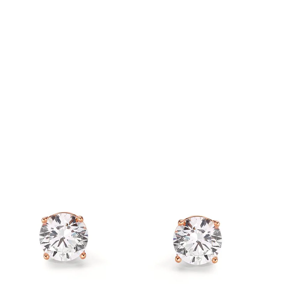Orecchini a bottone Argento Zirconia 2 pietra rosa dorato Ø5 mm - Image 2