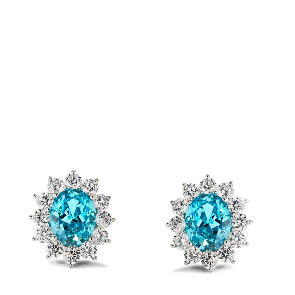 Orecchini a bottone Argento Zirconia 26 pietra rodiato Ø17 mm - Image 2