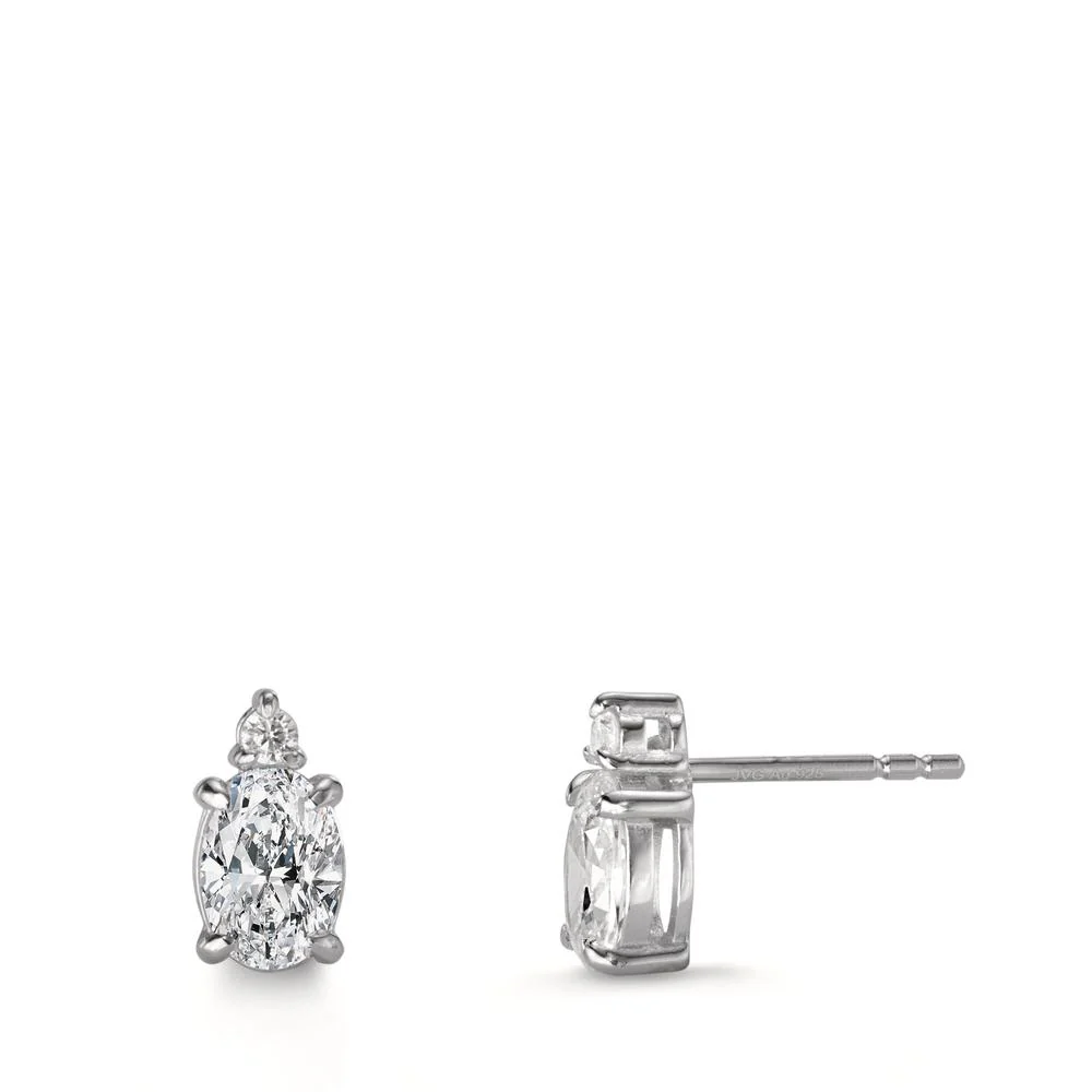 Orecchini a bottone Argento Zirconia 4 pietra rodiato