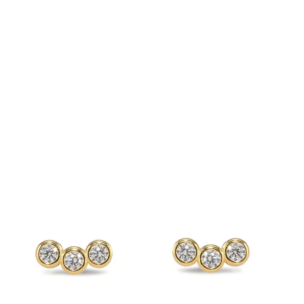 Orecchini a bottone Argento Zirconia 6 pietra giallo dorato - Image 3
