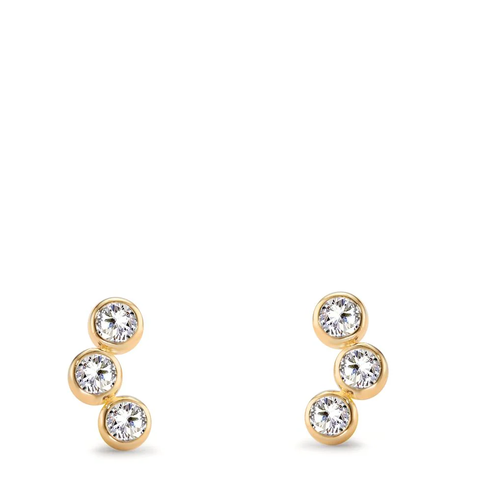 Orecchini a bottone Argento Zirconia 6 pietra giallo dorato - Image 2