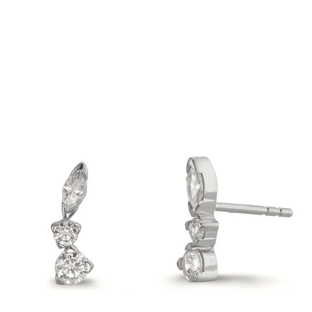 Orecchini a bottone Argento Zirconia 6 pietra rodiato