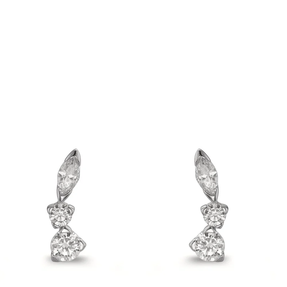 Orecchini a bottone Argento Zirconia 6 pietra rodiato - Image 2