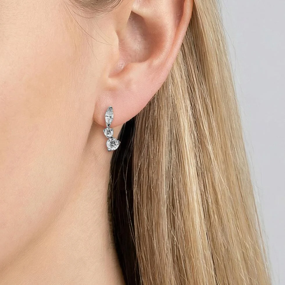 Orecchini a bottone Argento Zirconia 6 pietra rodiato - Image 3