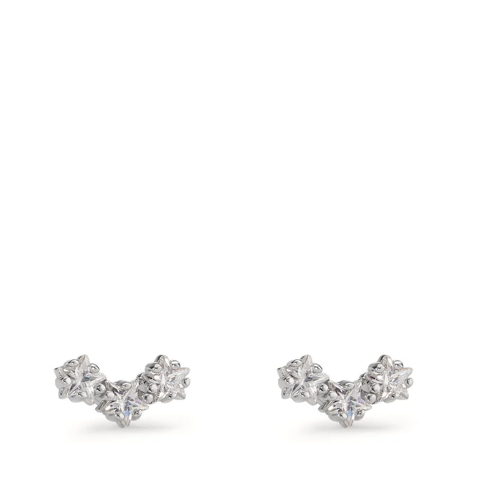 Orecchini a bottone Argento Zirconia 6 pietra rodiato Stella - Image 2