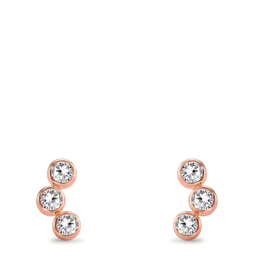 Orecchini a bottone Argento Zirconia 6 pietra rosa dorato - Image 2