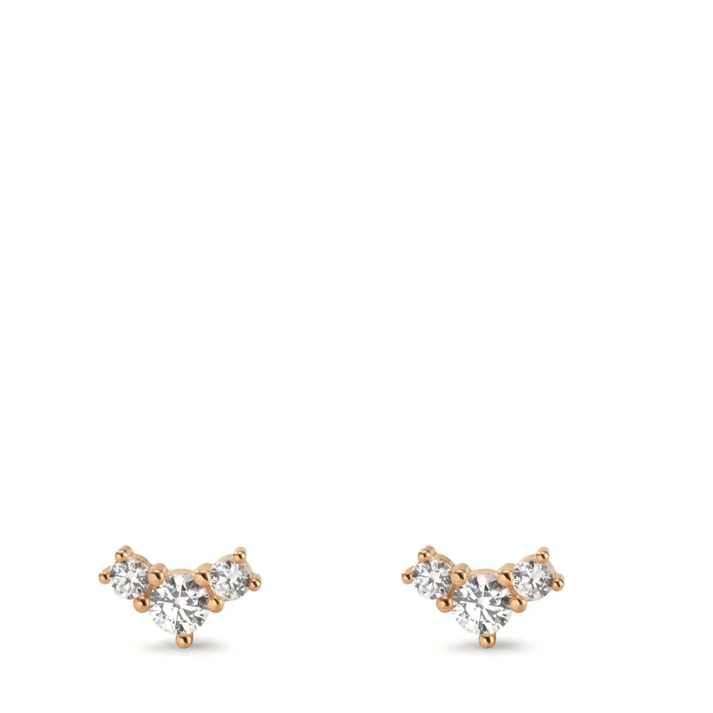 Orecchini a bottone Argento Zirconia 6 pietra rosa dorato - Image 3