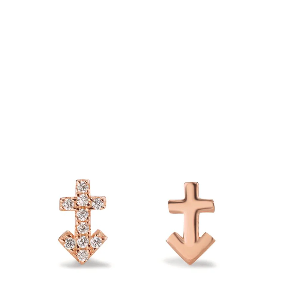 Orecchini a bottone Argento Zirconia 9 pietra rosa dorato - Image 2