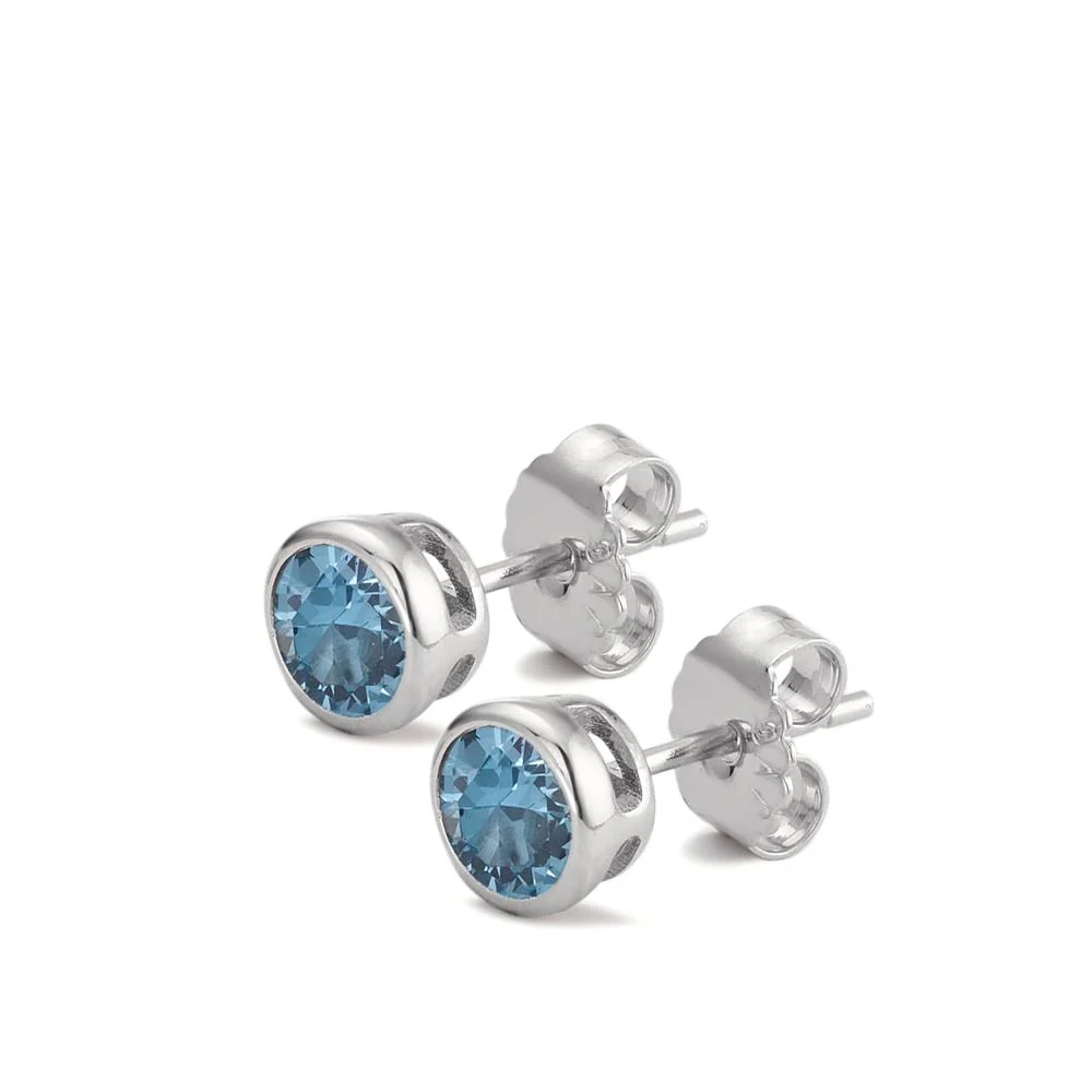 Orecchini a bottone Argento Zirconia acqua rodiato Ø6 mm - Image 3