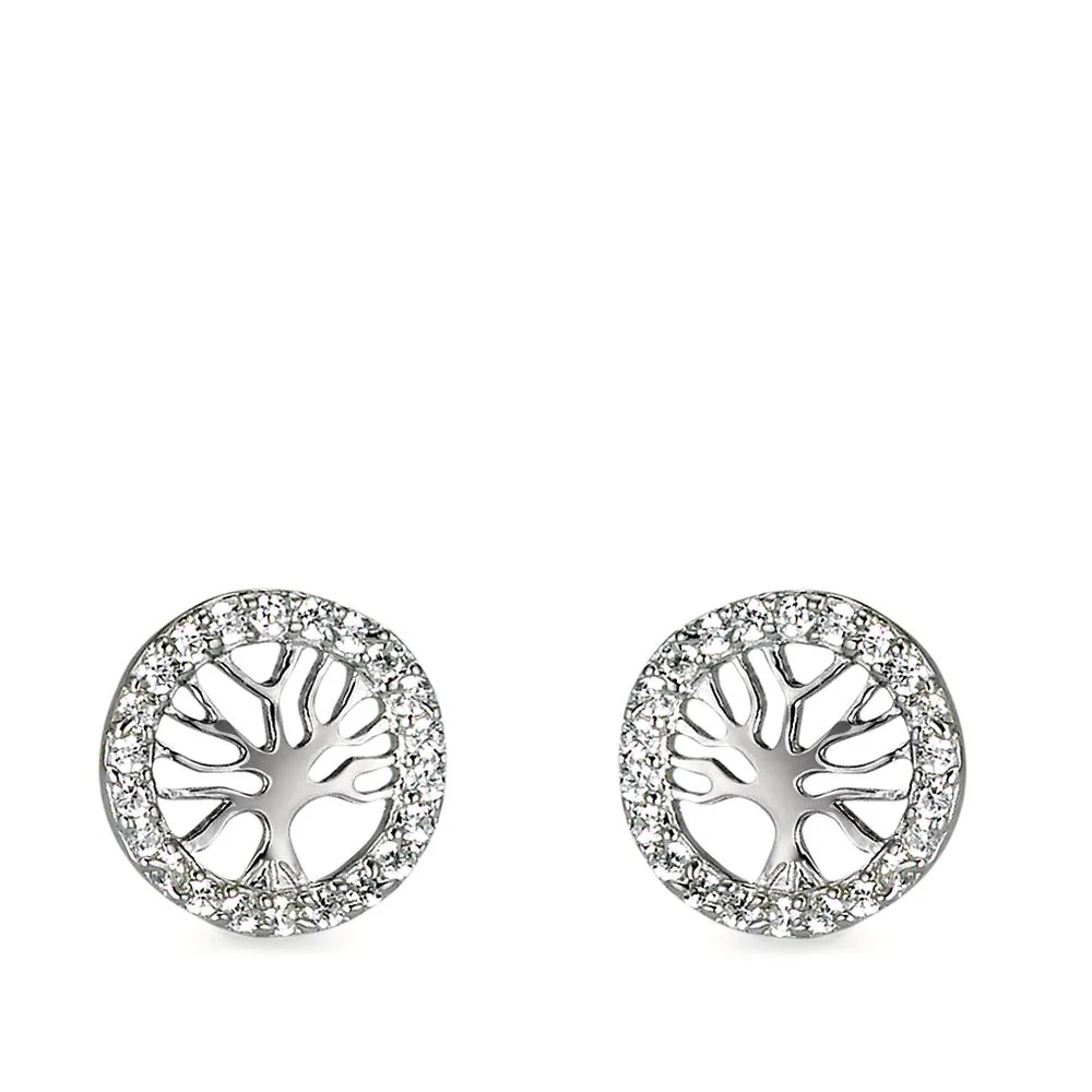 Orecchini a bottone Argento Zirconia Albero della vita Ø11 mm - Image 2