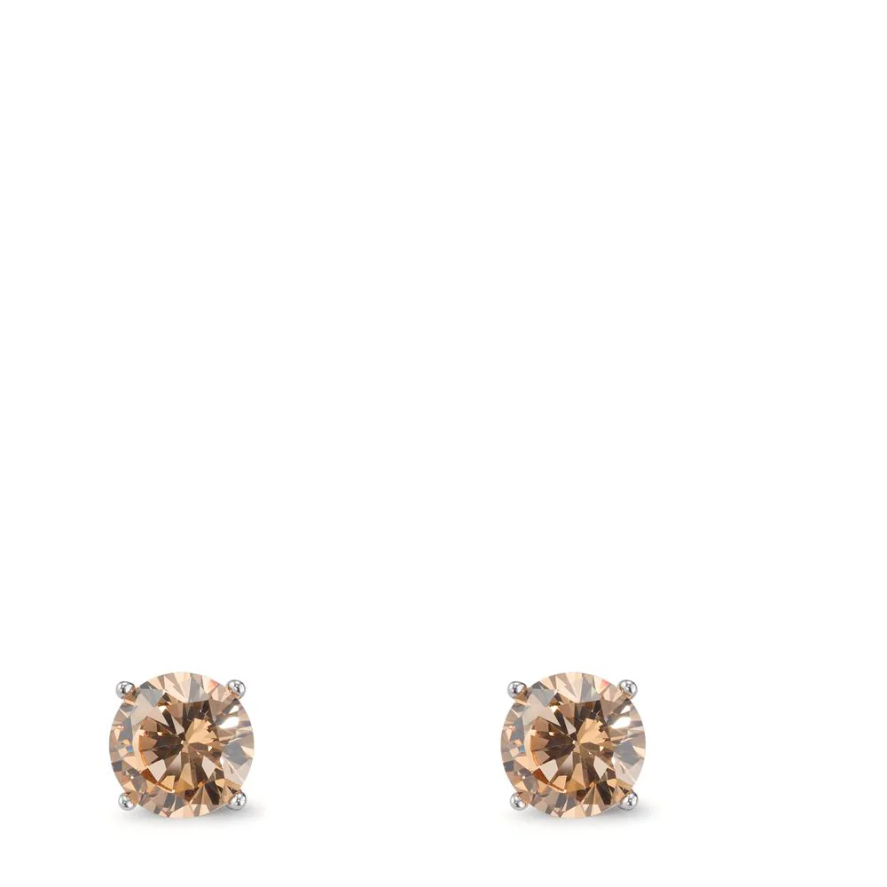 Orecchini a bottone Argento Zirconia albicocca, 2 pietra rodiato Ø6 mm - Image 3