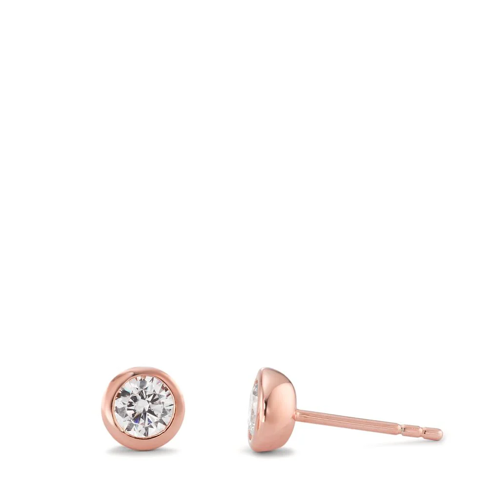 Orecchini a bottone Argento Zirconia dorato Ø6 mm