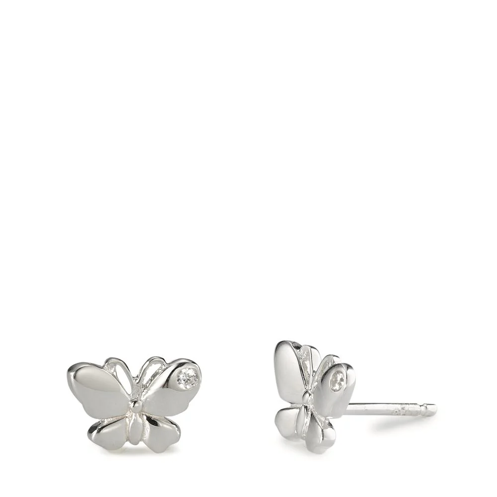 Orecchini a bottone Argento Zirconia Farfalla