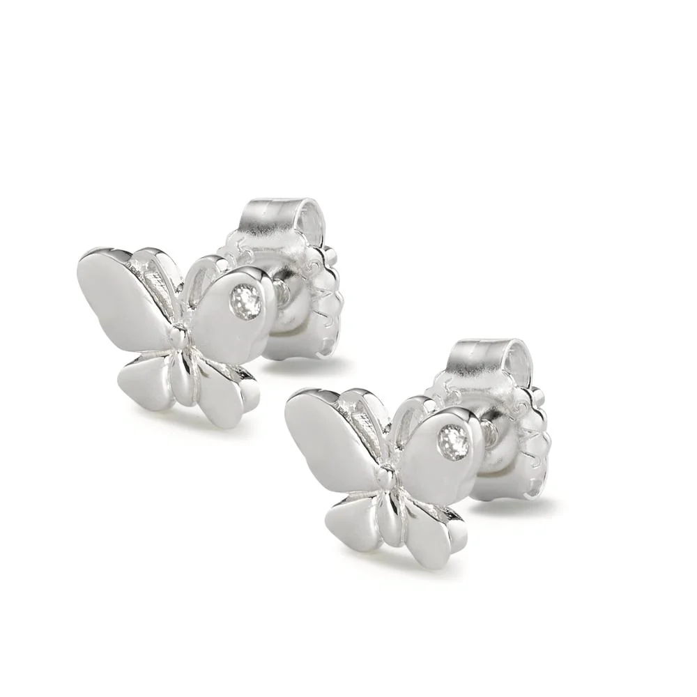 Orecchini a bottone Argento Zirconia Farfalla - Image 3