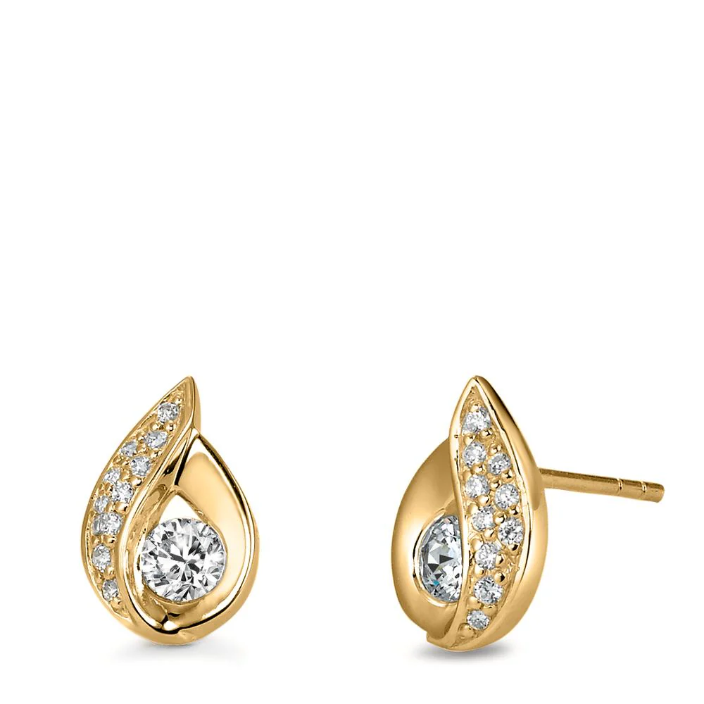 Orecchini a bottone Argento Zirconia giallo dorato