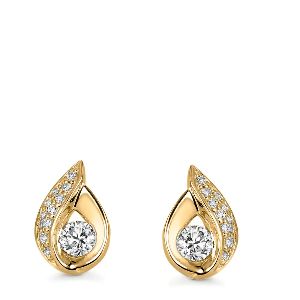 Orecchini a bottone Argento Zirconia giallo dorato - Image 2