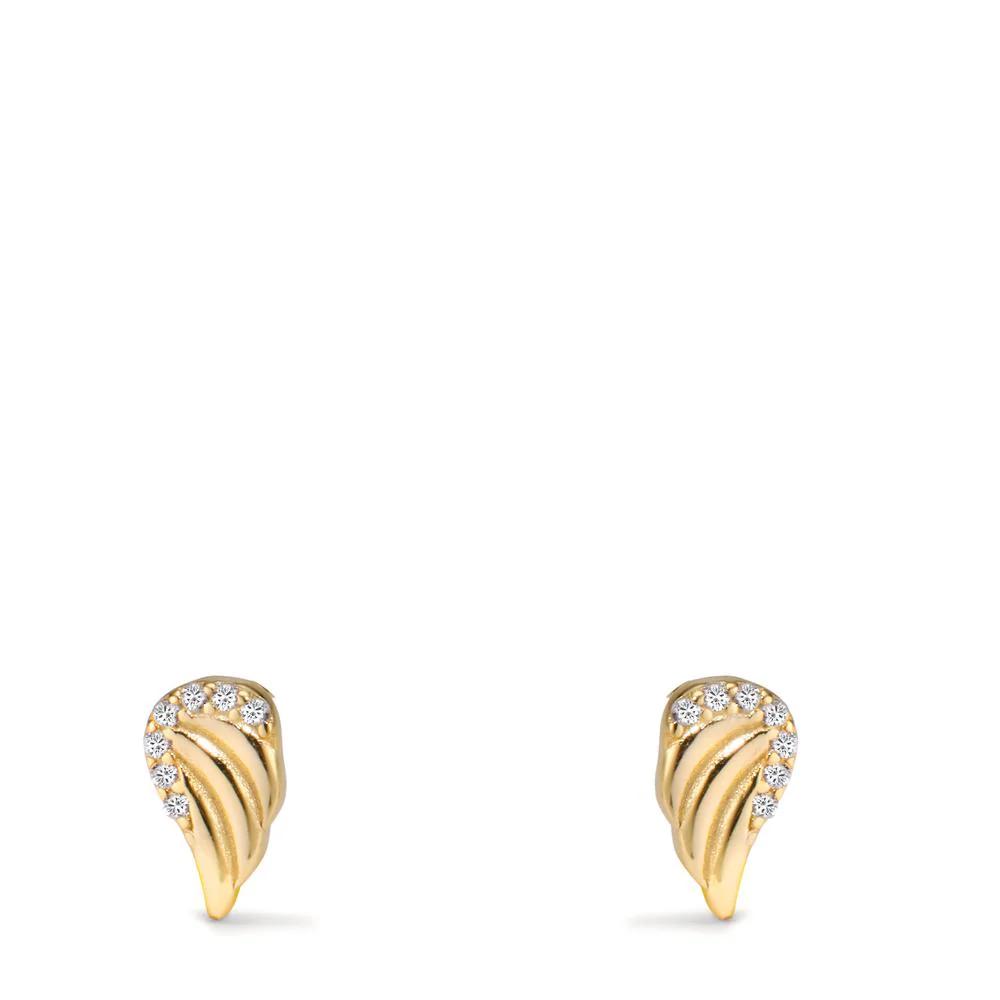 Orecchini a bottone Argento Zirconia giallo dorato Ala - Image 2