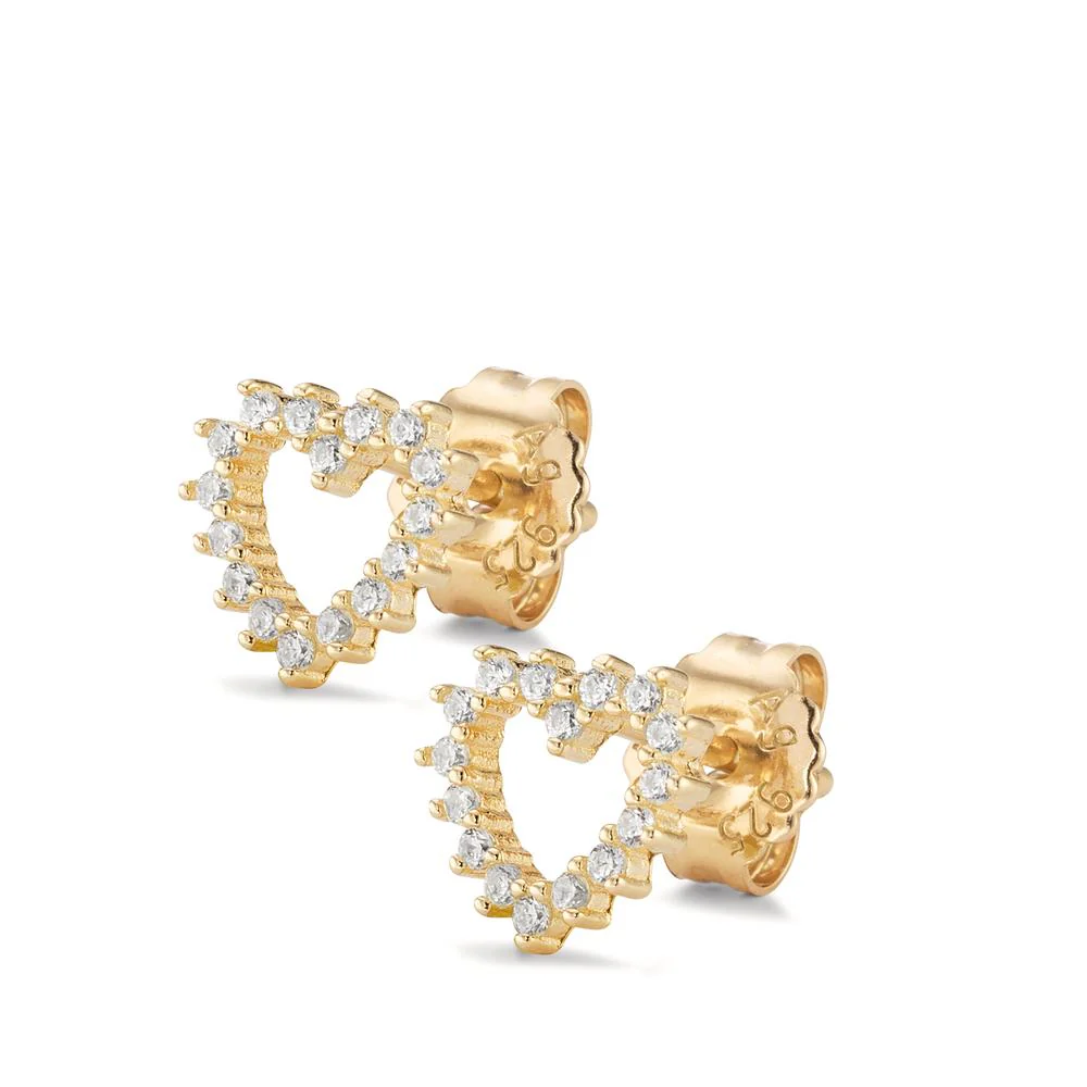 Orecchini a bottone Argento Zirconia giallo dorato Cuore Ø8 mm - Image 2