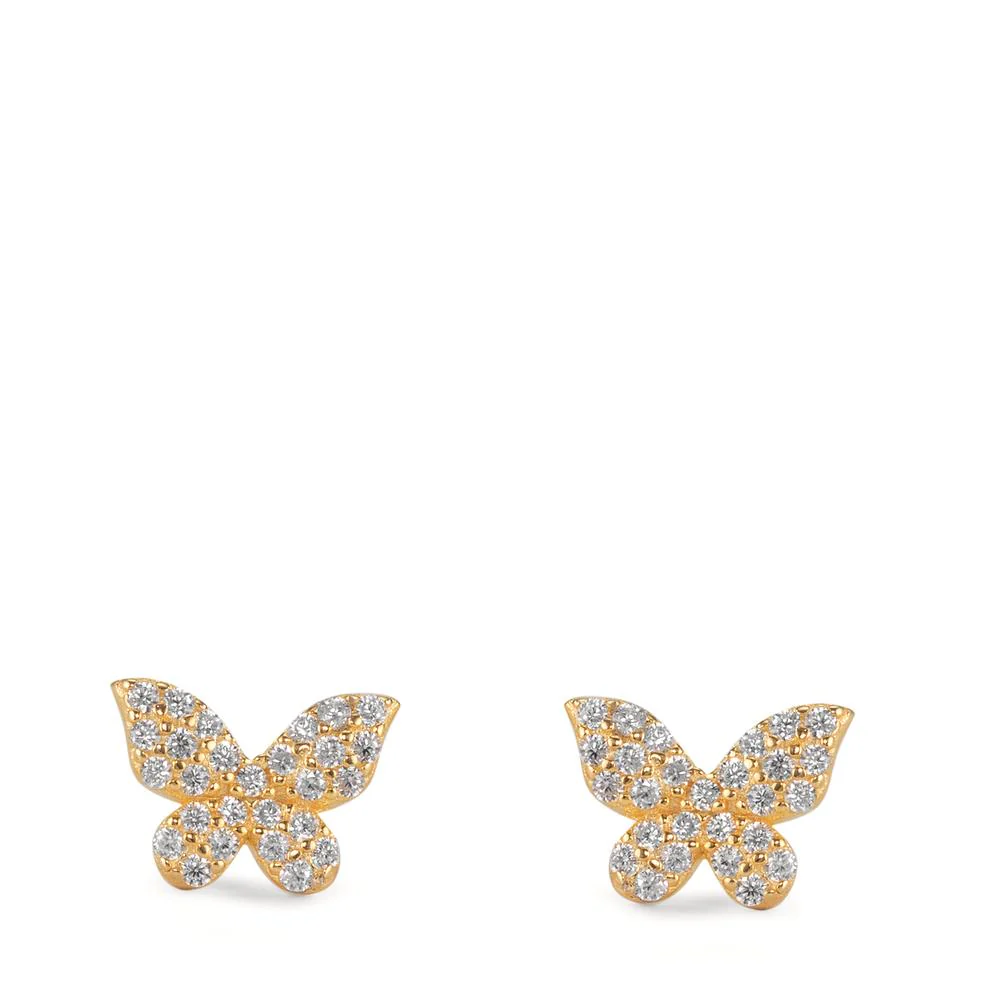 Orecchini a bottone Argento Zirconia giallo dorato Farfalla Ø7 mm - Image 2