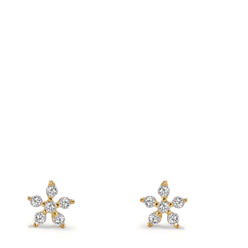 Orecchini a bottone Argento Zirconia giallo dorato Fiore Ø5 mm - Image 2