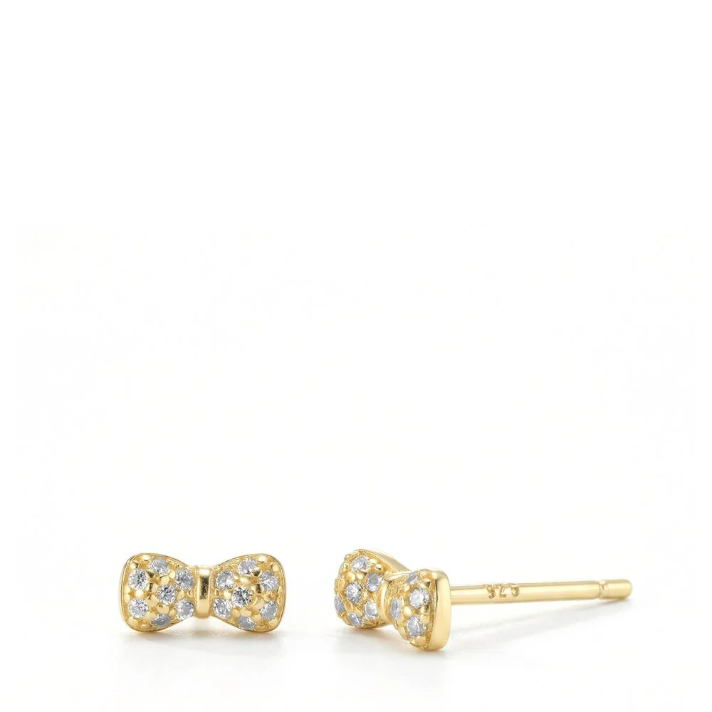 Orecchini a bottone Argento Zirconia giallo dorato Maglia