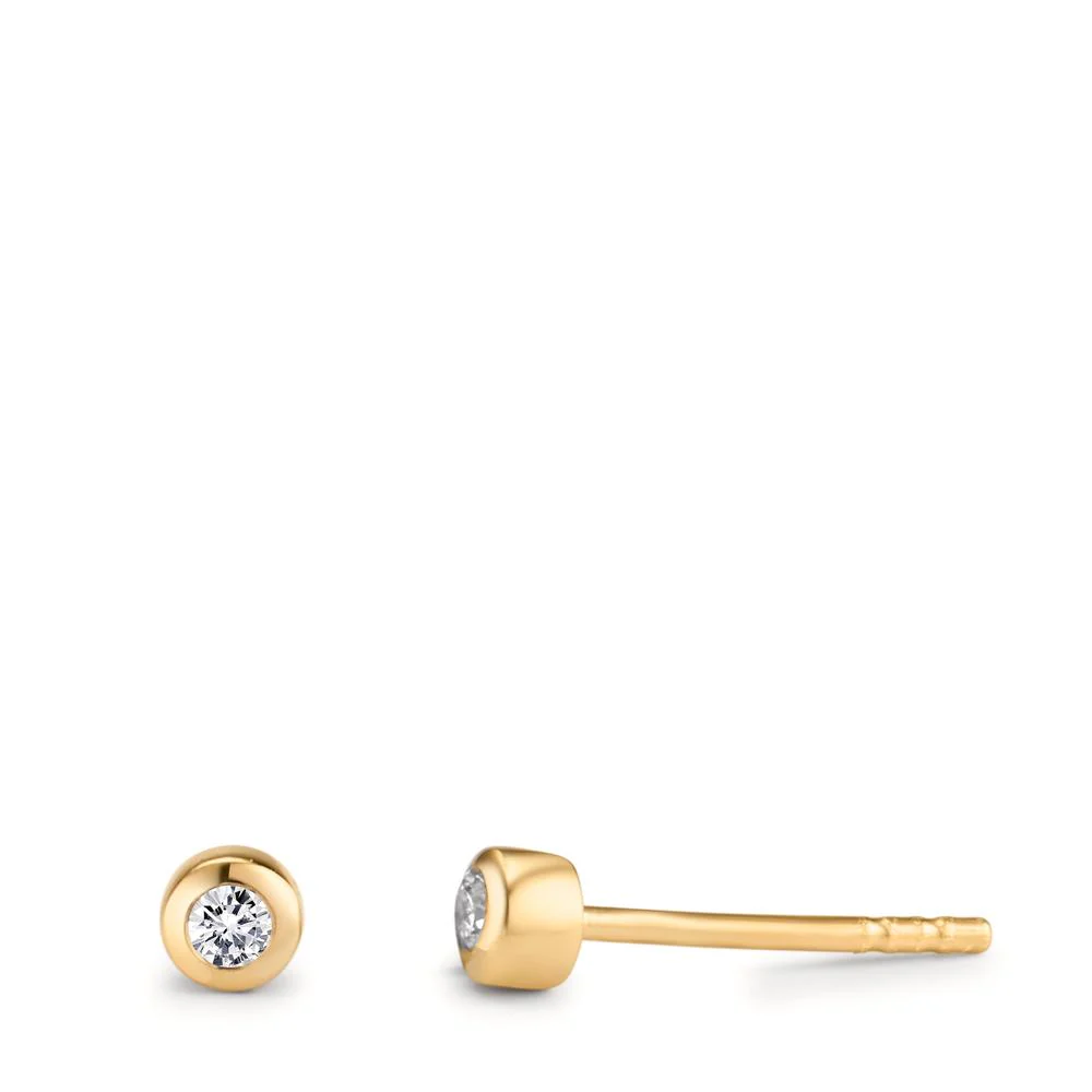 Orecchini a bottone Argento Zirconia giallo dorato Ø3.5 mm