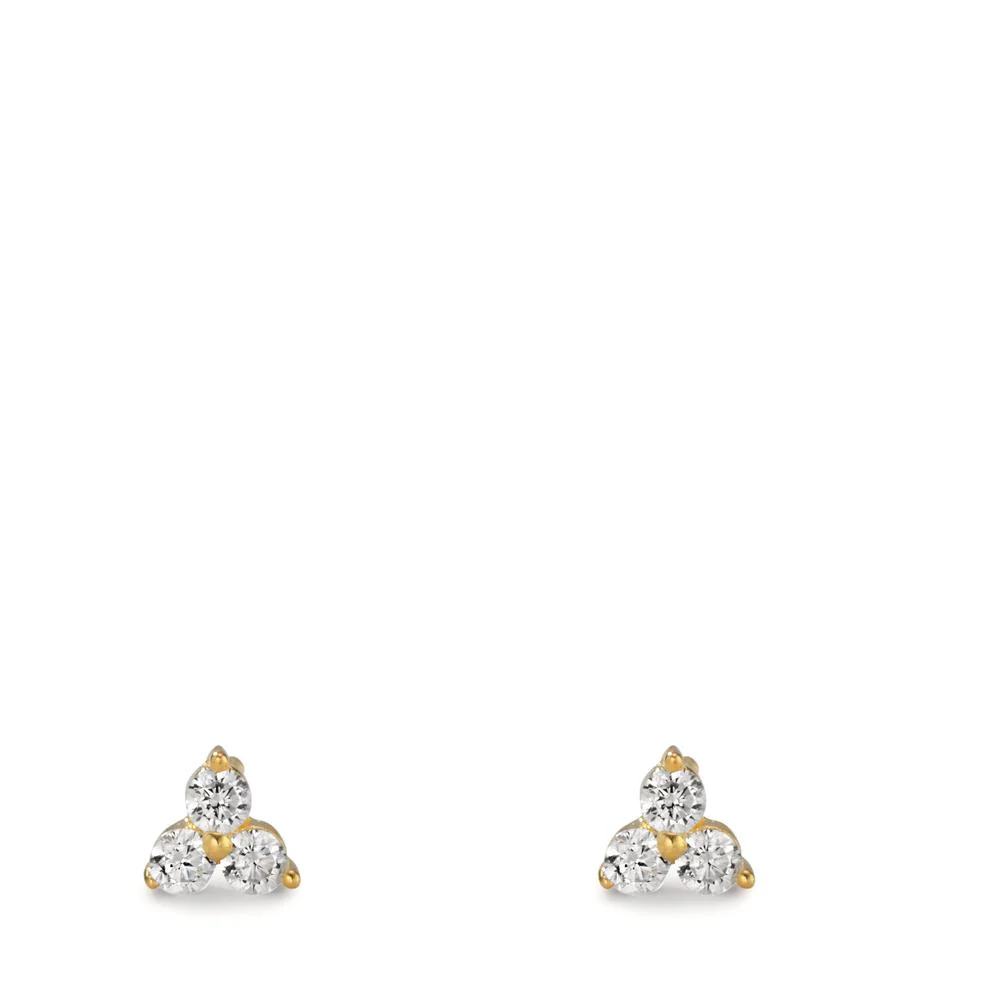 Orecchini a bottone Argento Zirconia giallo dorato Ø4 mm - Image 3