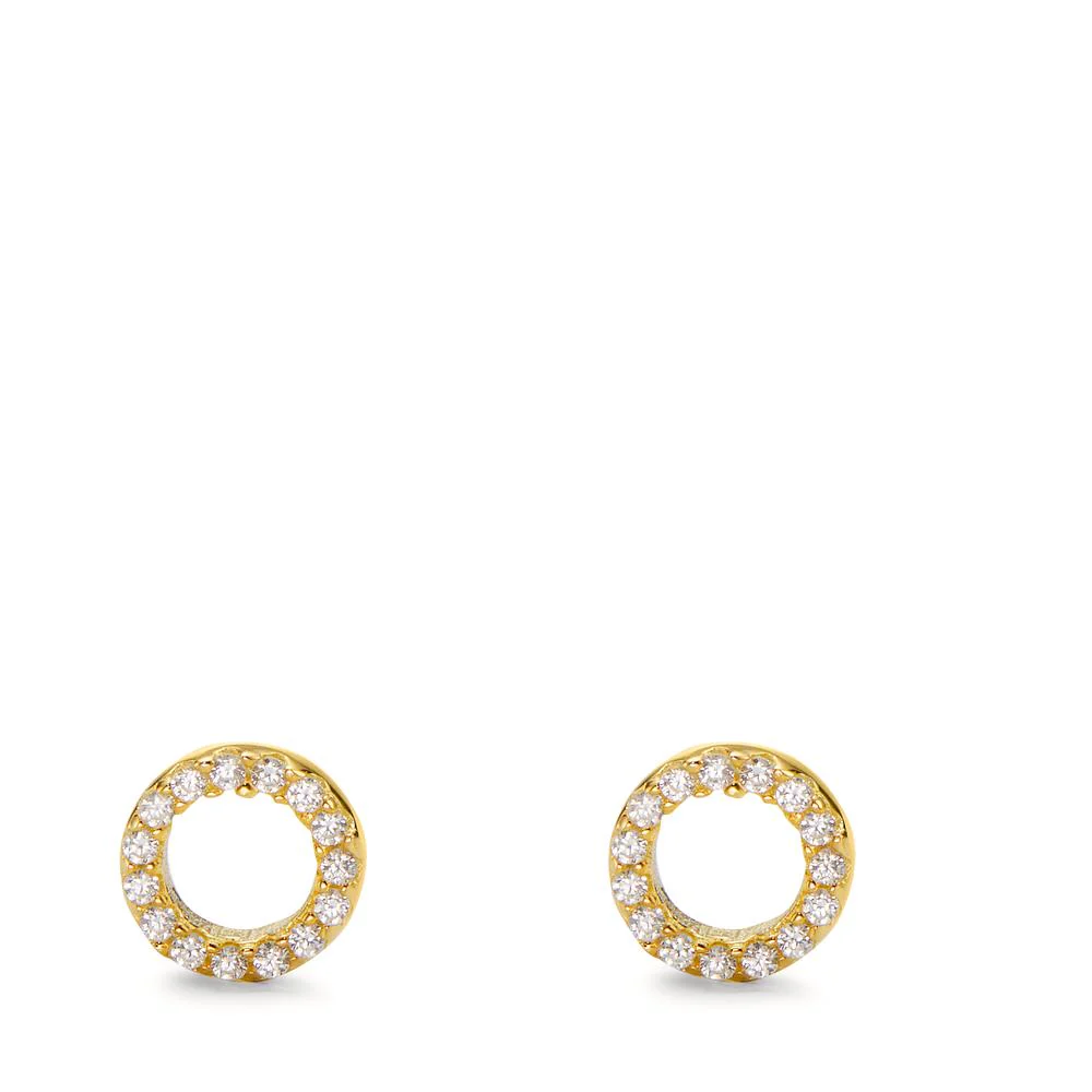 Orecchini a bottone Argento Zirconia giallo dorato Ø6.5 mm - Image 2