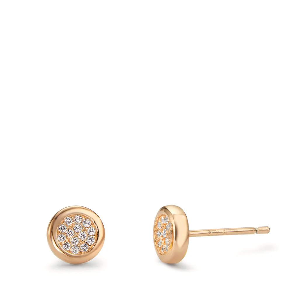 Orecchini a bottone Argento Zirconia giallo dorato Ø6.5 mm