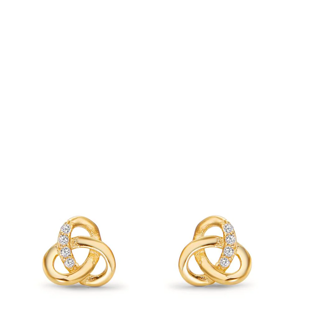 Orecchini a bottone Argento Zirconia giallo dorato Ø7 mm - Image 2