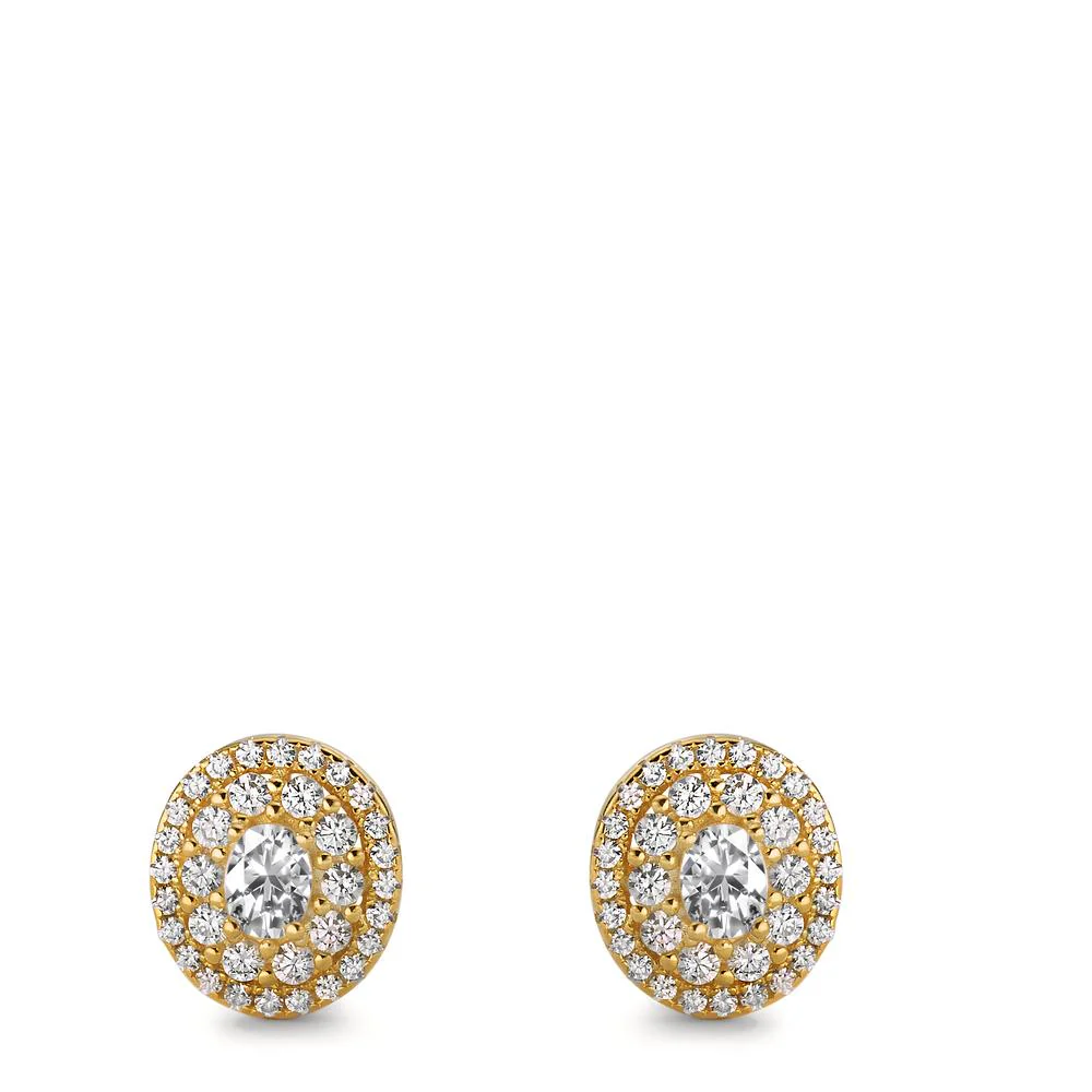 Orecchini a bottone Argento Zirconia giallo dorato Ø9.5 mm - Image 2