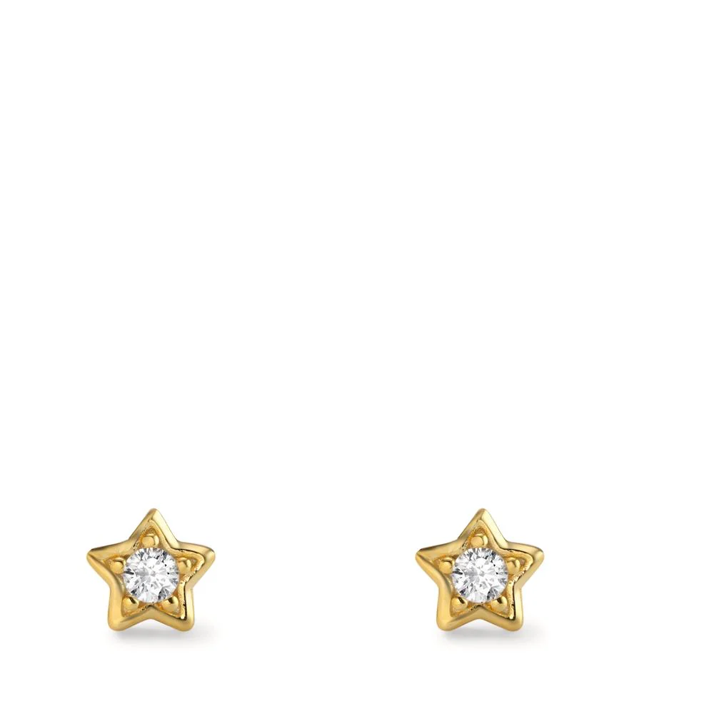 Orecchini a bottone Argento Zirconia giallo dorato Stella Ø5 mm - Image 2
