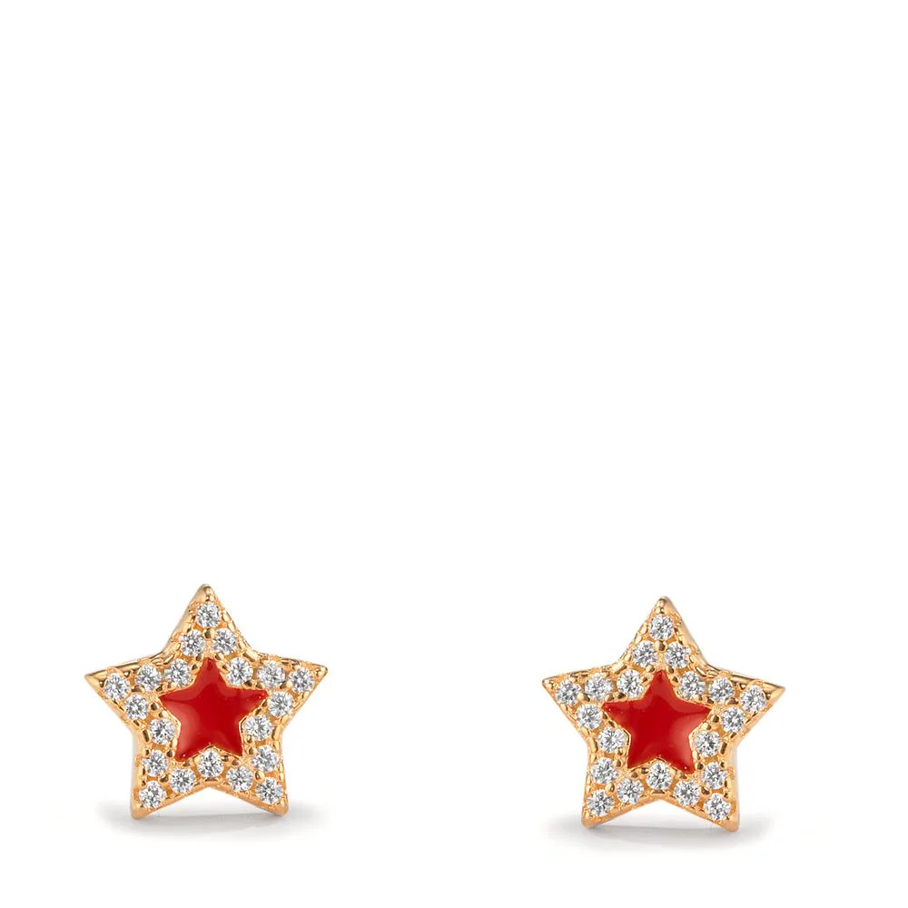 Orecchini a bottone Argento Zirconia giallo dorato Stella Ø8 mm - Image 2