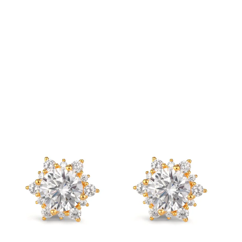 Orecchini a bottone Argento Zirconia giallo dorato Stella Ø9.5 mm - Image 2