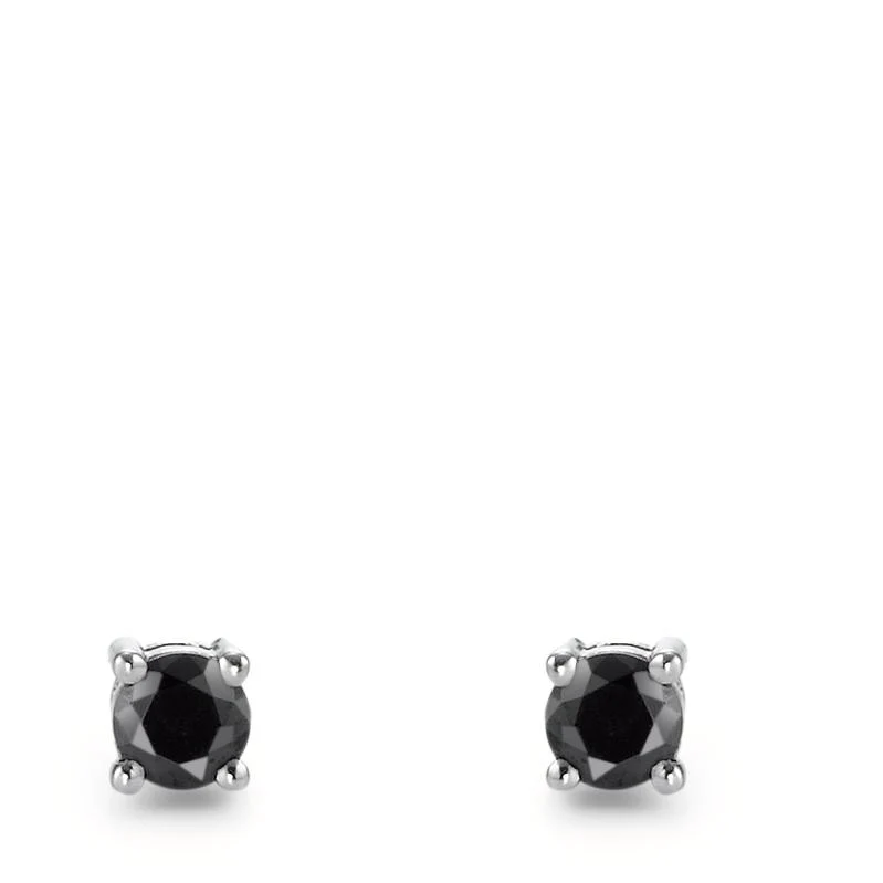 Orecchini a bottone Argento Zirconia nero, 2 pietra rodiato Ø4.5 mm - Image 2