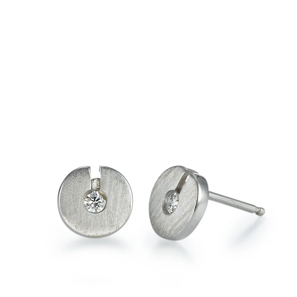Orecchini a bottone Argento Zirconia rodiato