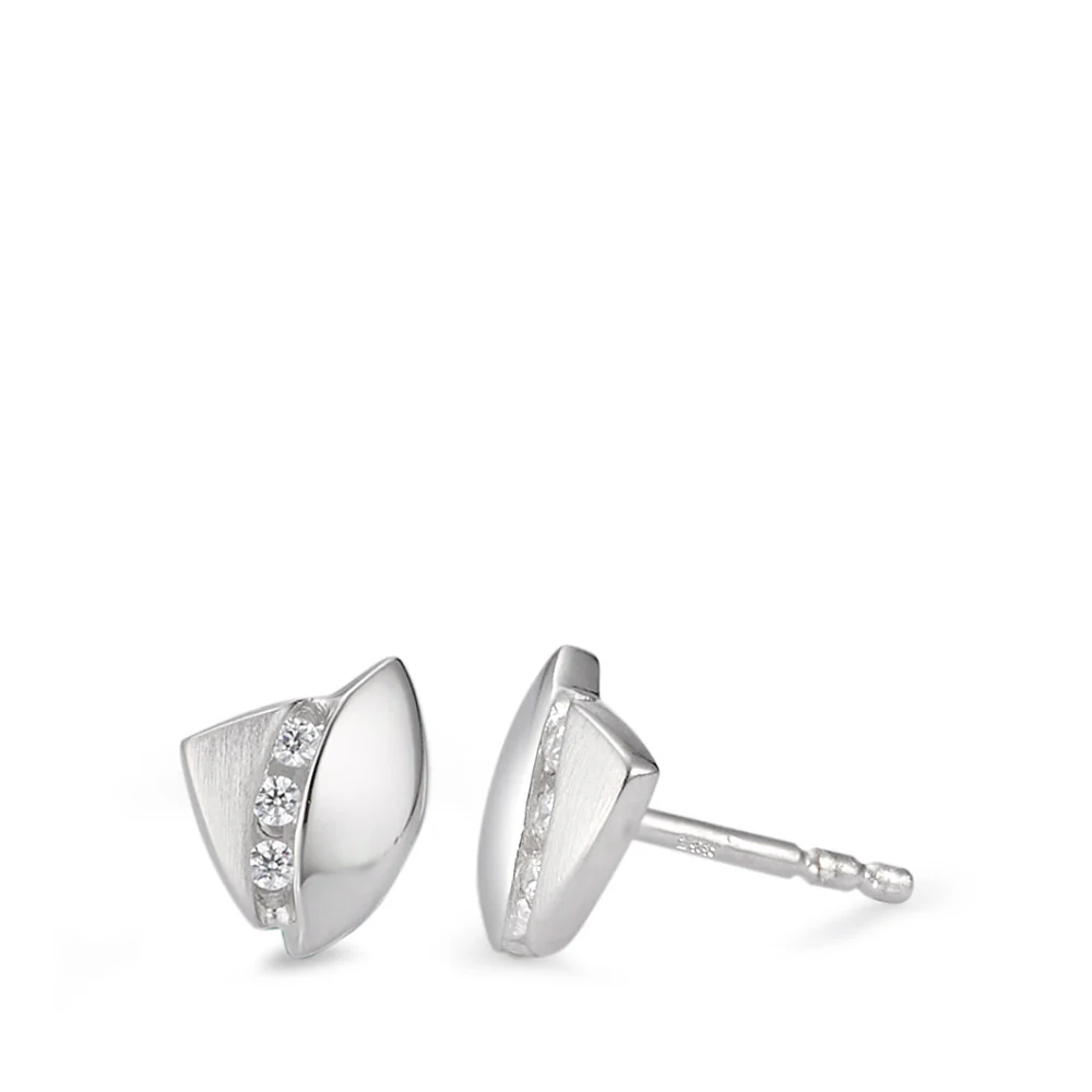 Orecchini a bottone Argento Zirconia rodiato