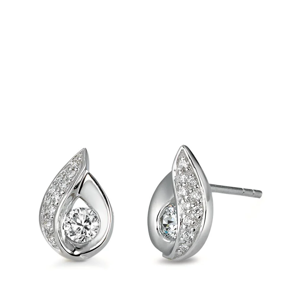 Orecchini a bottone Argento Zirconia rodiato