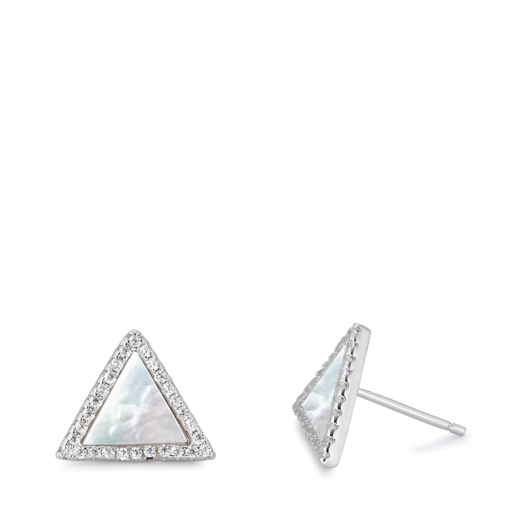 Orecchini a bottone Argento Zirconia rodiato