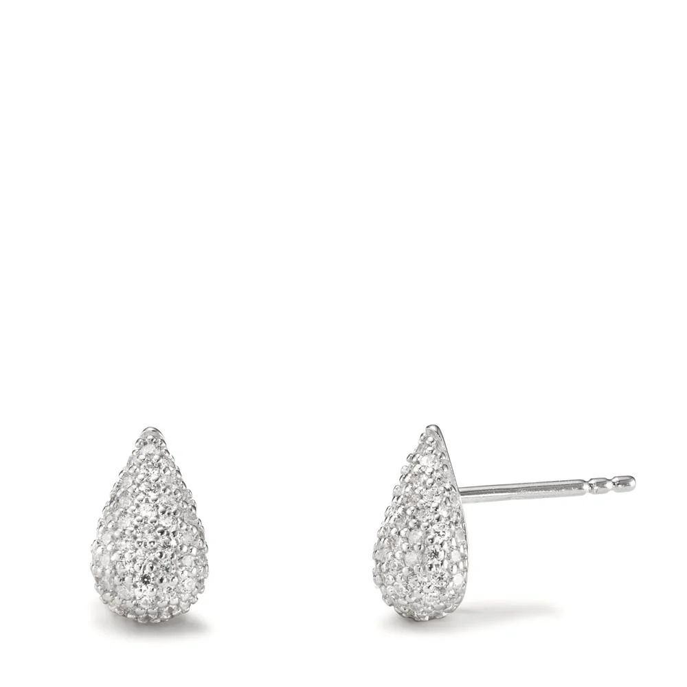 Orecchini a bottone Argento Zirconia rodiato