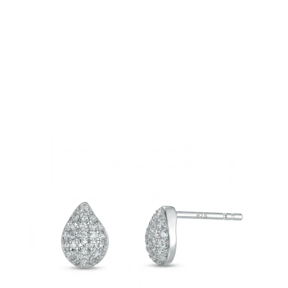 Orecchini a bottone Argento Zirconia rodiato