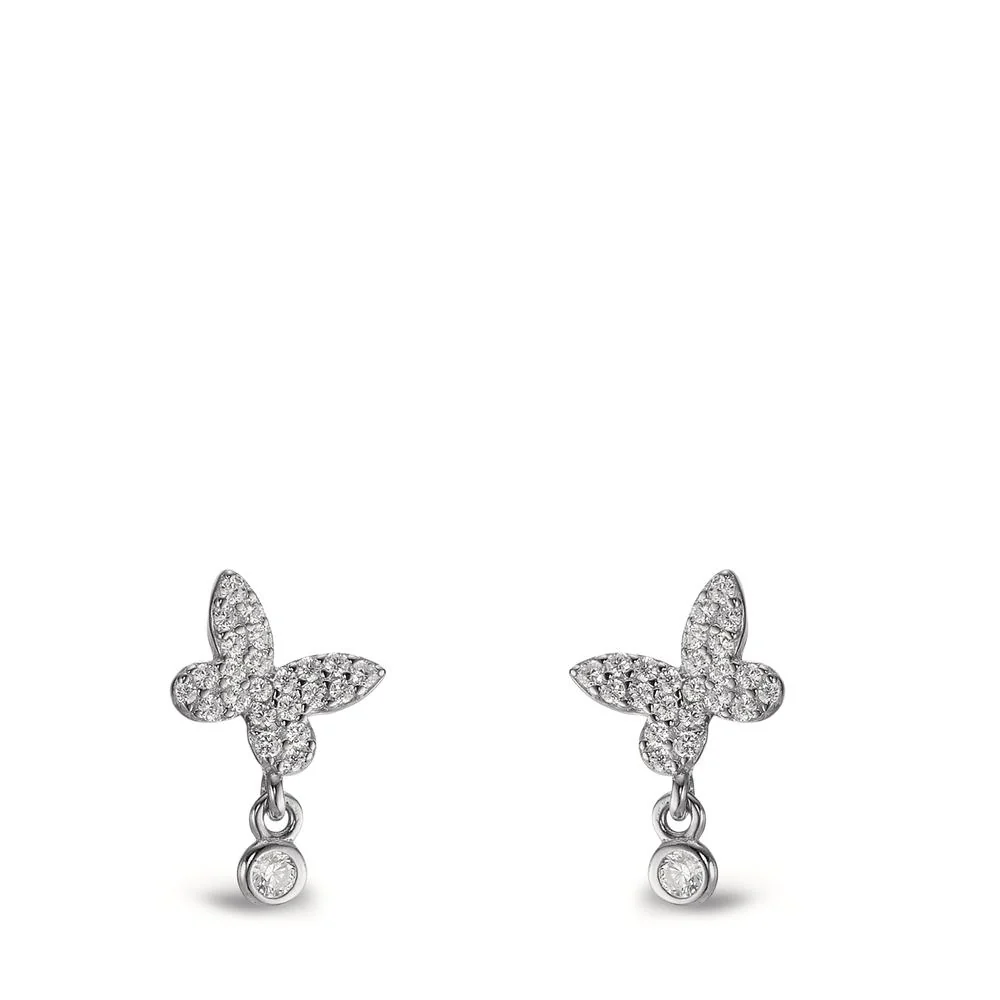 Orecchini a bottone Argento Zirconia rodiato Farfalla Ø7.5 mm - Image 3