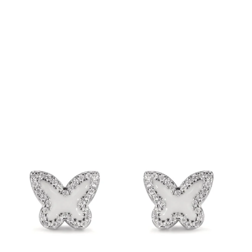 Orecchini a bottone Argento Zirconia rodiato Farfalla Ø8 mm - Image 2