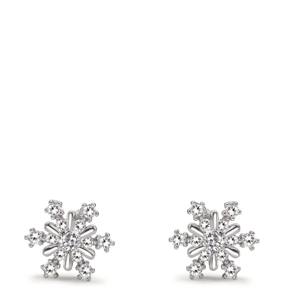 Orecchini a bottone Argento Zirconia rodiato Fiocco di neve Ø10 mm - Image 2